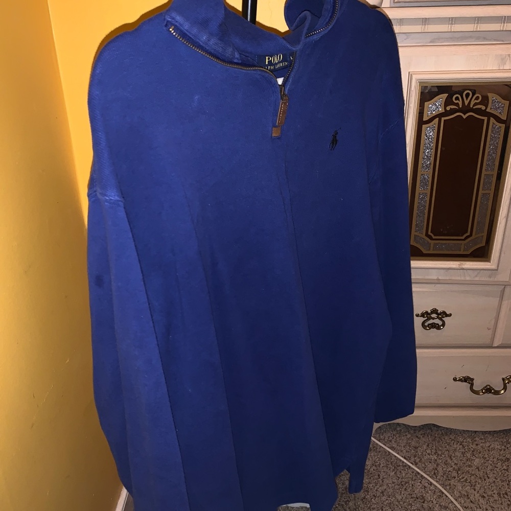 Males royal blue quaters zip polo